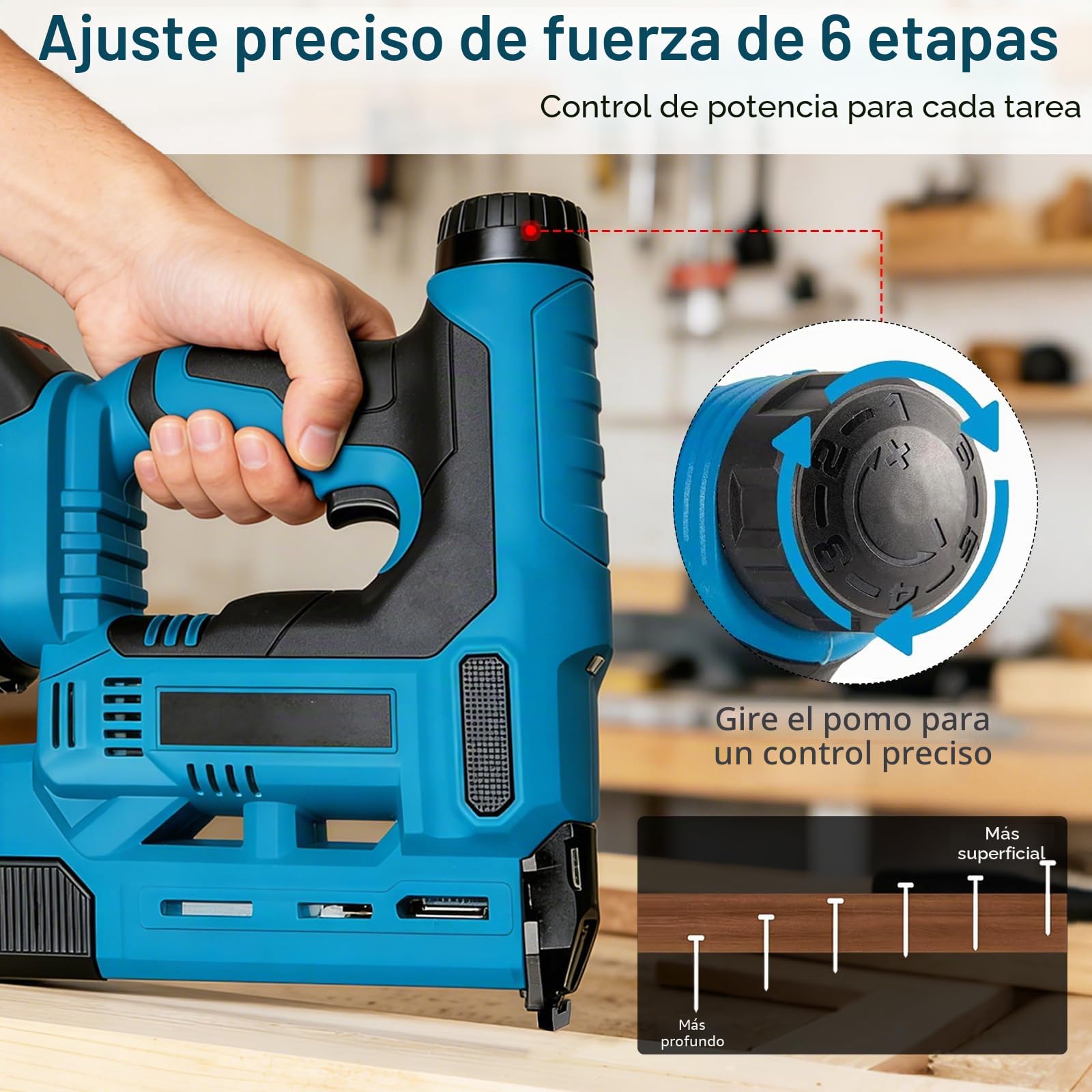 Clavadora grapadora inalámbrica 2 en 1 con batería, 2 x 2,0 Ah compatible con Makita 18V, clavadora 18GA con bolsa y 1000 clavos y grapas, profundidad ajustable, para madera y bricolaje