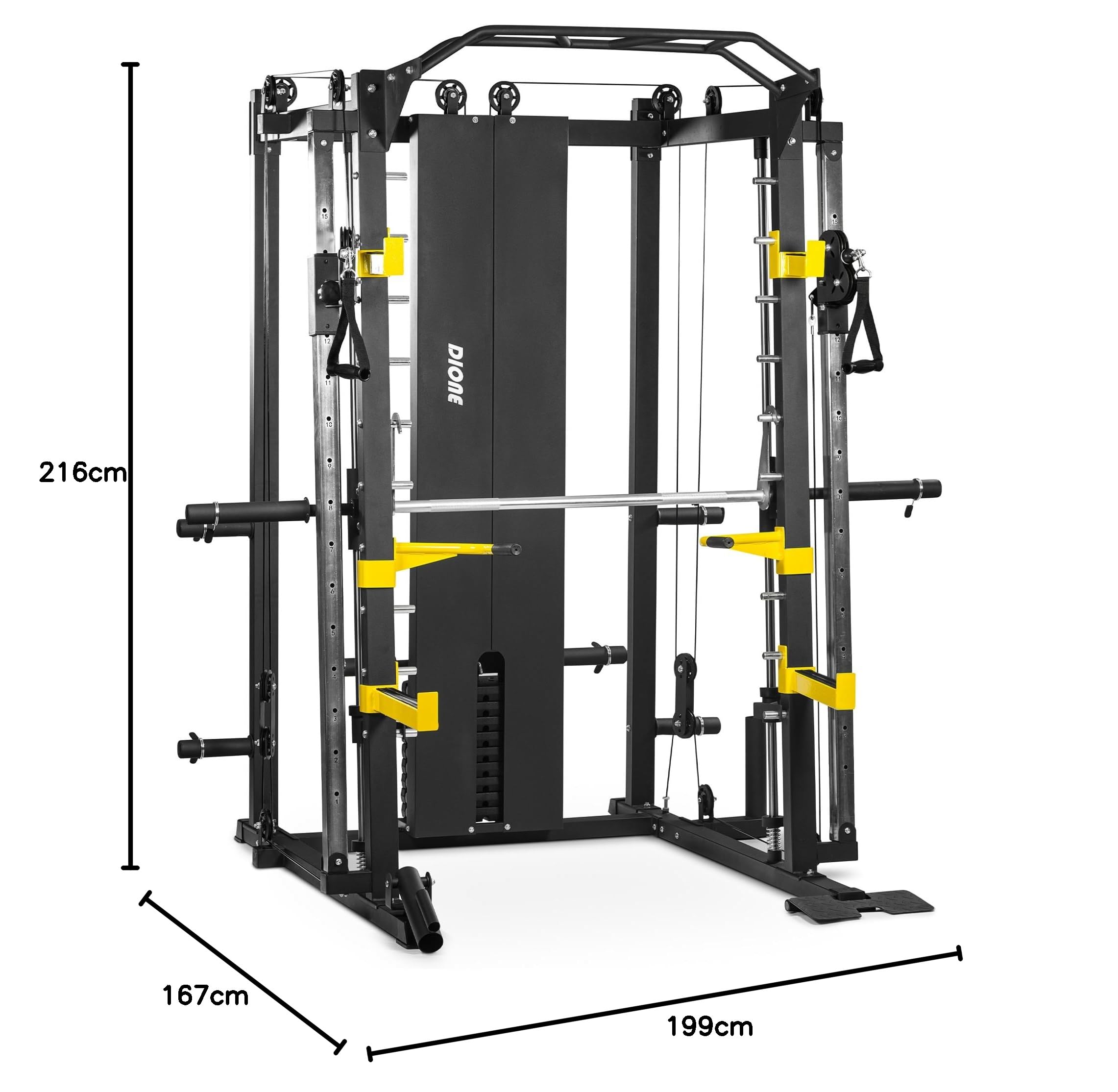 Dione S2 Smith-Machine ProLine Croisillon de câble Homegym – Poids 50 kg – Extensible