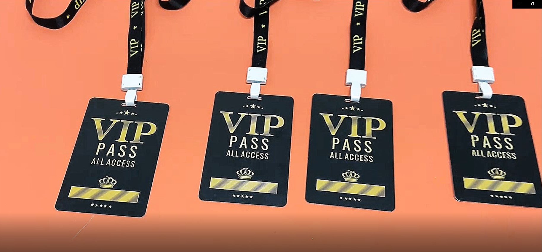 Watch 25 Sets VIP Badge Lanyards with Plastic VIP Pass Cards on