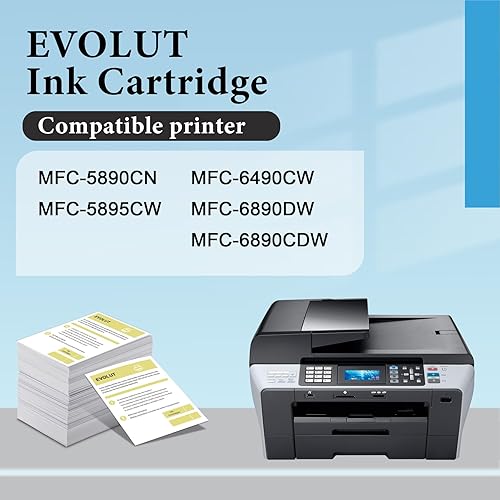 Miniatura 2 de Cartuchos de tinta LC65 de alto rendimiento (paquete de 5, 2 negros, 1 cian, 1 magenta, 1 amarillo) - Cartuchos de tinta compatibles con Eout LC65XL