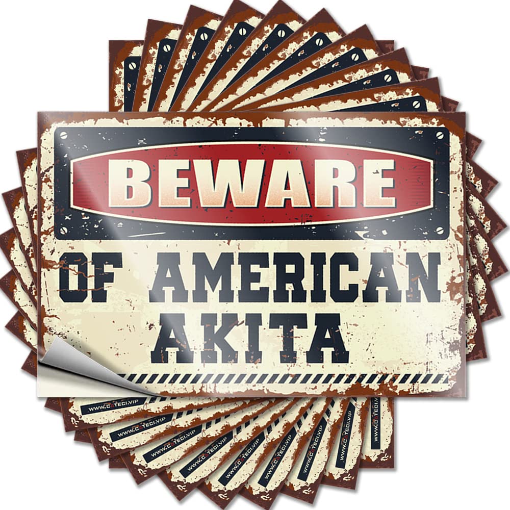 Beware of American Akita Lettering Sticker Basement Decor Self Adhesive | Great Tumbler Vinyl Sticker Pack for Friends(6X9CM)