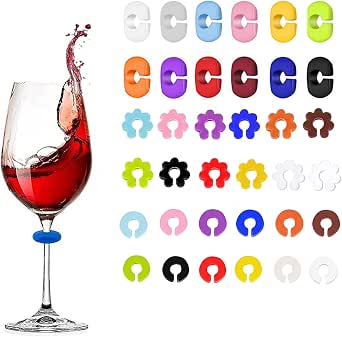 Segnabicchieri In Silicone Riutilizzabili - 24 Pezzi Multicolore Per Feste, Compleanni E Bar - Identificatori Per Bicchiere Di Vino - 4