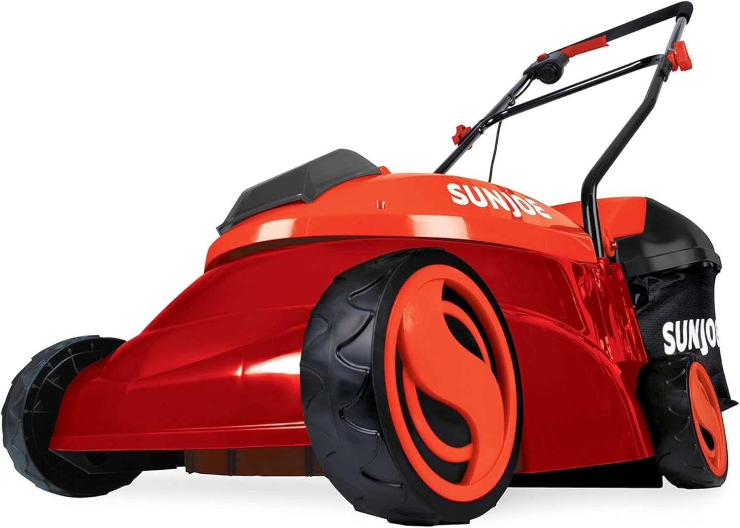 Sun Joe Cordless Electric Push Lawn Mower with 10.6-Gal Bag, 14-Inch Cutting Width, Red - Heavy-Duty Yard Trimmer for Gardening Care and Maintenance, MJ401C-XR-RED