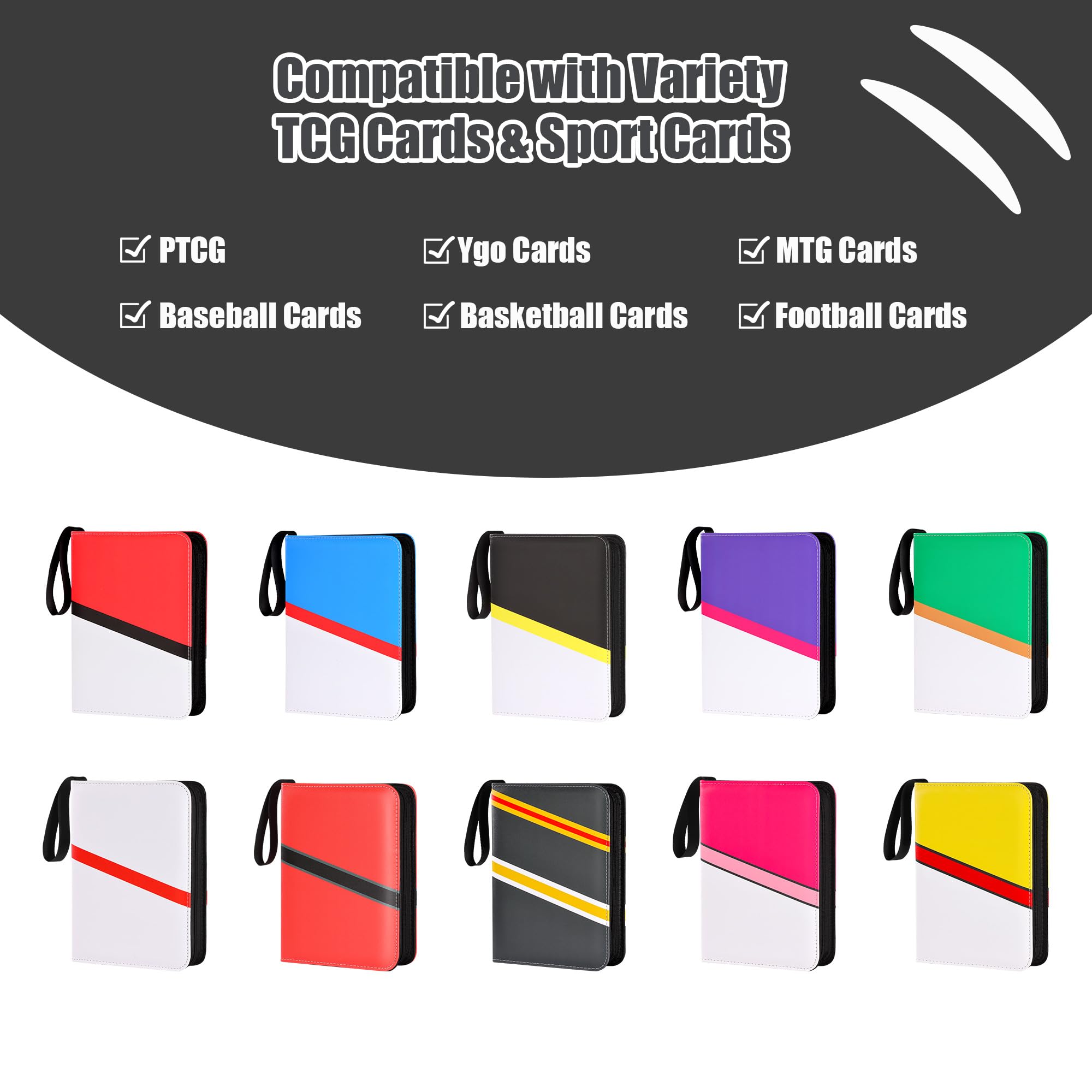 Raccoglitore per carte collezionabili, 9 tasche con 50 maniche rimovibili, 900 tasche, per collezionisti di carte TCG, rosa e bianco