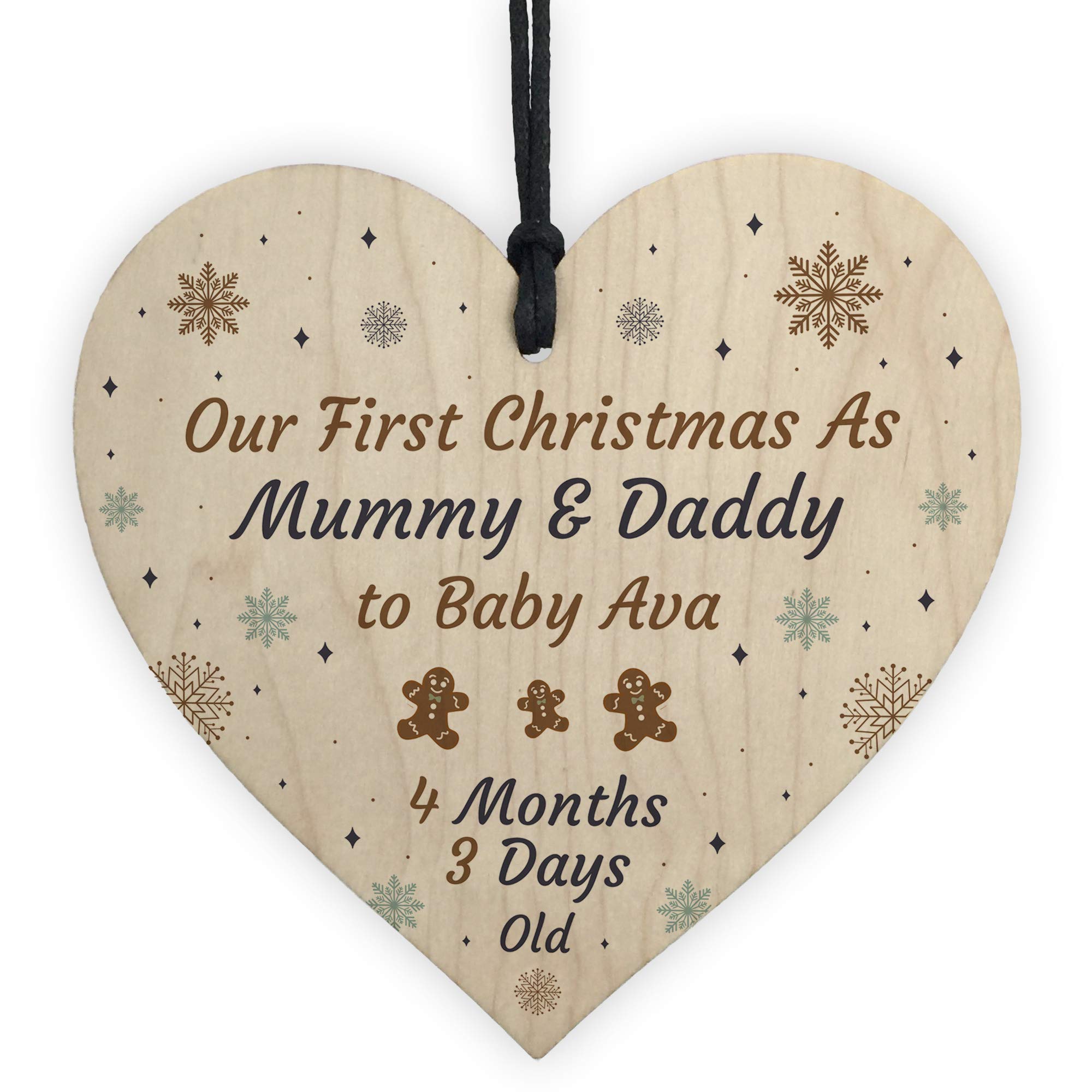 Red Ocean Red Personalised Handmade 1St Christmas As Mummy And Daddy Wooden Heart Tree Decoration New Baby Gift