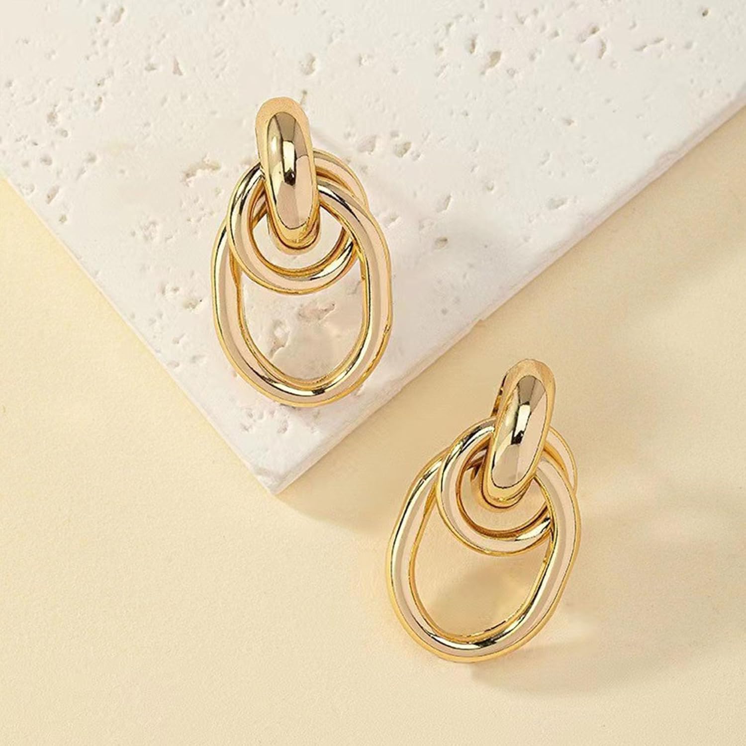 Gold Geometric Twists Knot Drop Dangle Earrings for Women Long Link Dangle Earrings Jewelry Gift - Image 7