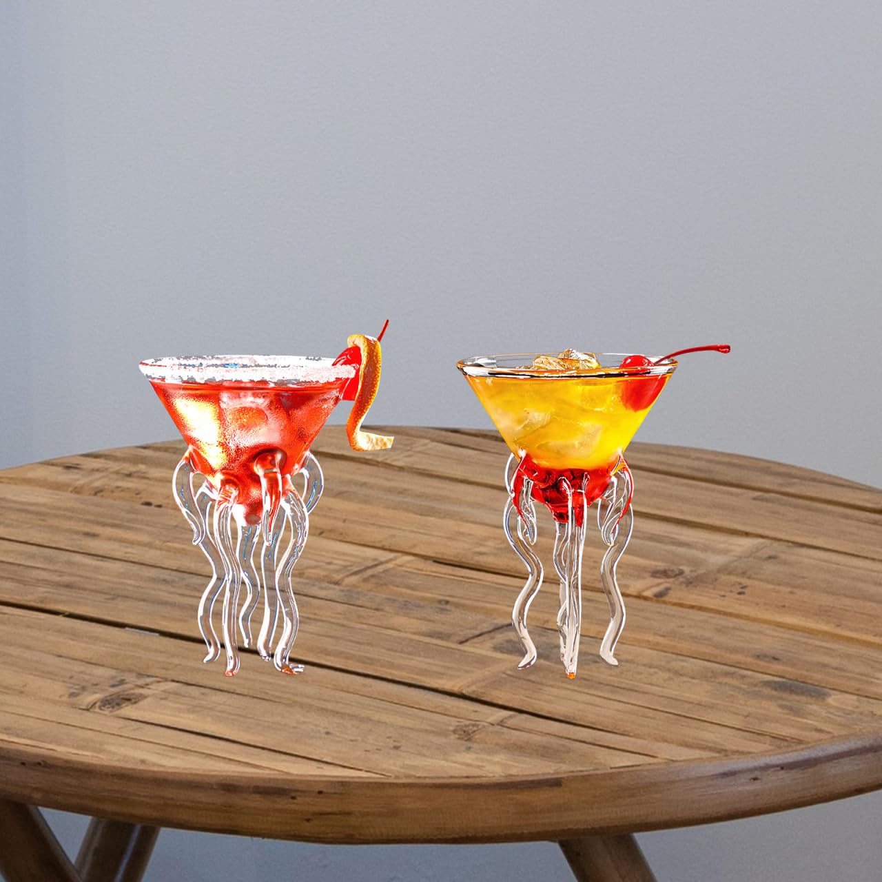 DOITOOL Vaso de cóctel de pulpo, copa de martini medusas, copas de vino, vasos de bebida, barra de copas, vaso de regalo para whisky, fiesta en casa, banquete, boda, transparente