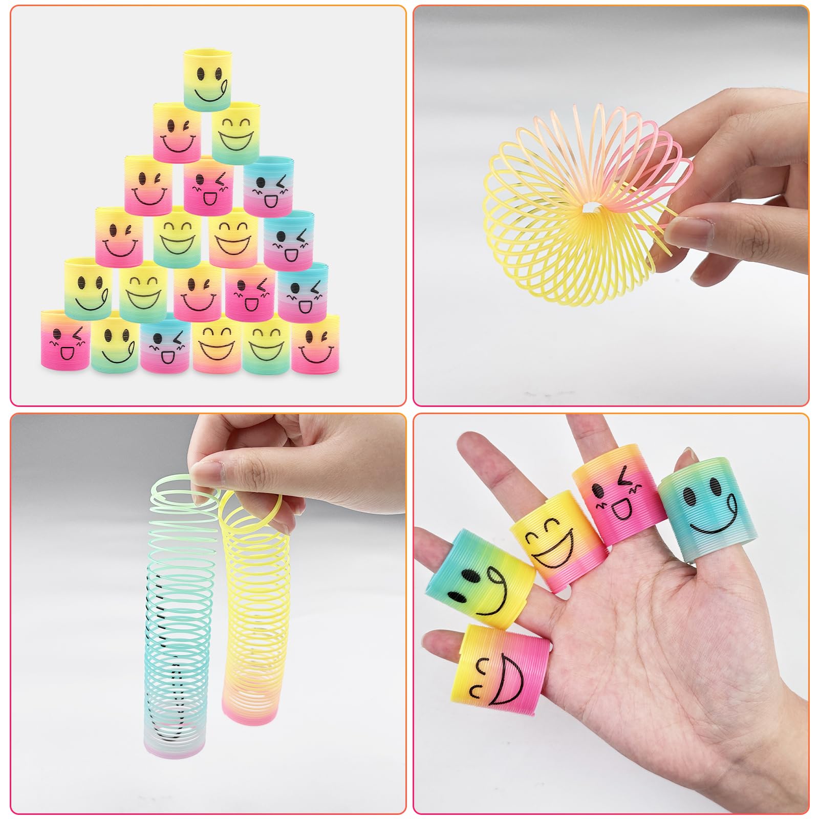 Lectorias 30 Pezzi Gadget Compleanno Bambini, Molla Giocattolo per Bambini, Regalini Fine Festa Compleanno, Mini Smiley Springs, Rainbow Magic Spring per Bambini, Spirale Arcobaleno per Feste - 5