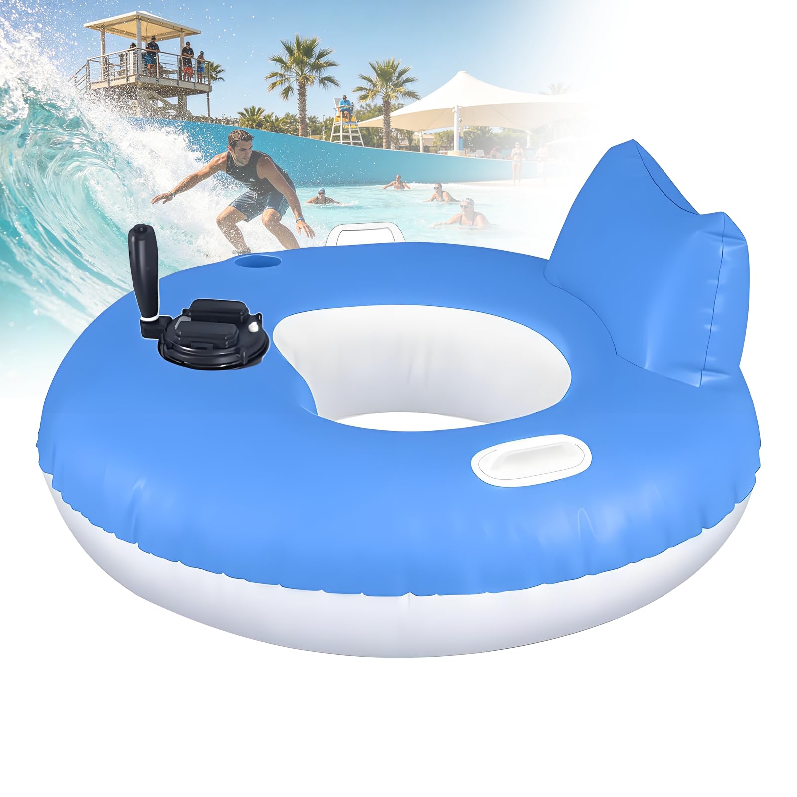 Gavscient Motorized River Tube Float For Adults, Electric Inflatable Water Lounger With Single/Dual Propeller Options, 360° Steering Control, High Backrest For Pool And Lake Round