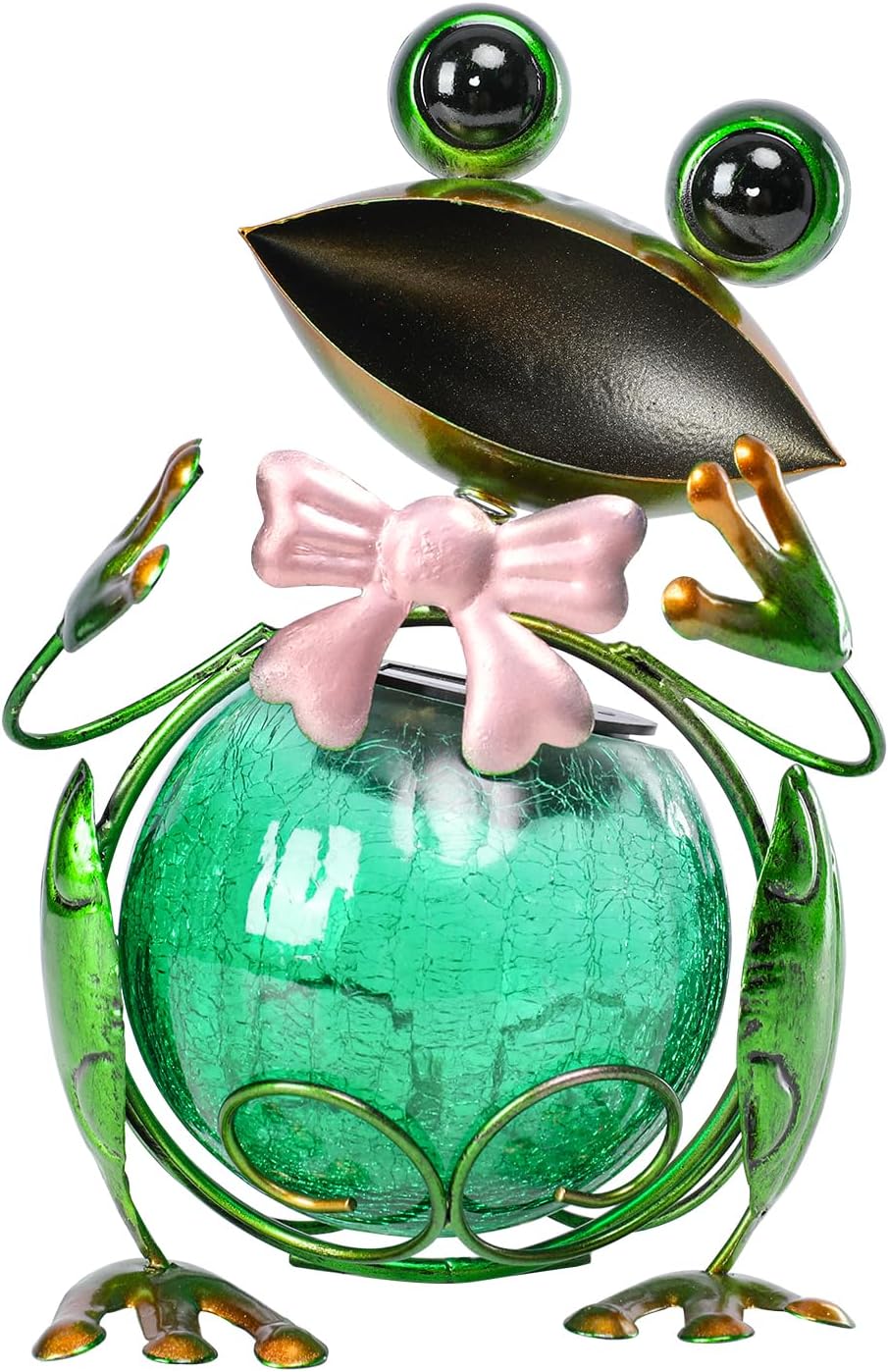 MUMTOP Turtle Garden Decor, Turtle Solar Lights Outdoor Decorative Waterproof with Crackle Glass Globe and Flower Yard Ornaments for Tabletop Outside Garden Lawn Outside Porch Home Decorations