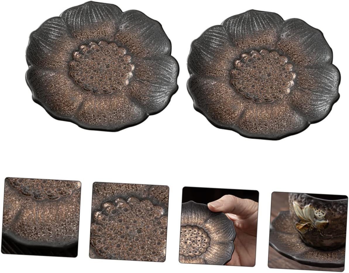 2pcs Lotus Teacup Tray Drinking Tea Coaster Cup Tray Decoration Tea Ceremony Cup