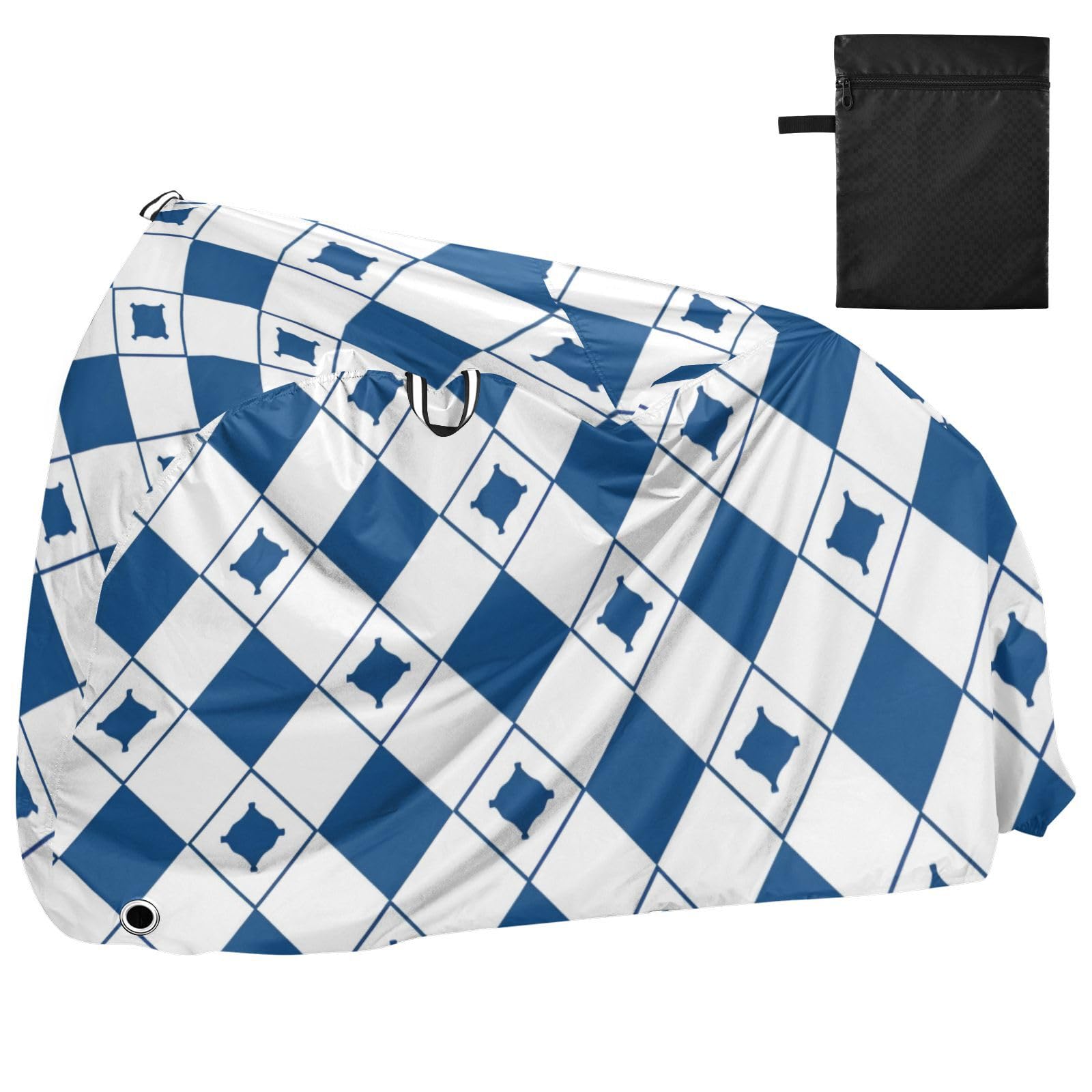 Housse imperméable pour vélo avec trous de verrouillage - Résistante aux UV - Pour intérieur et extérieur - Convient à la plupart des motos - Bleu et blanc