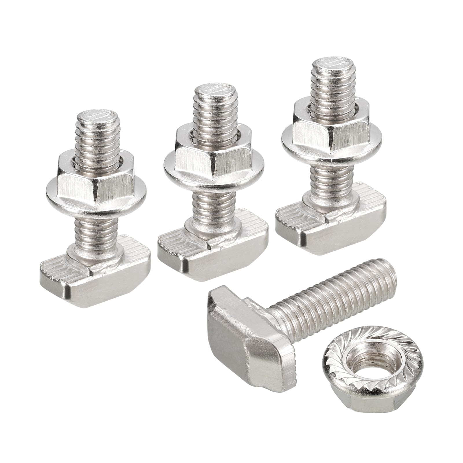 QUARKZMAN Vis en T avec Boulon M6x20mm et Écrous à Bride Hexagonale M6, 40 Ensembles de Boulons en T à Tête de Marteau et Tige en T pour Profilé en Aluminium de Série 30