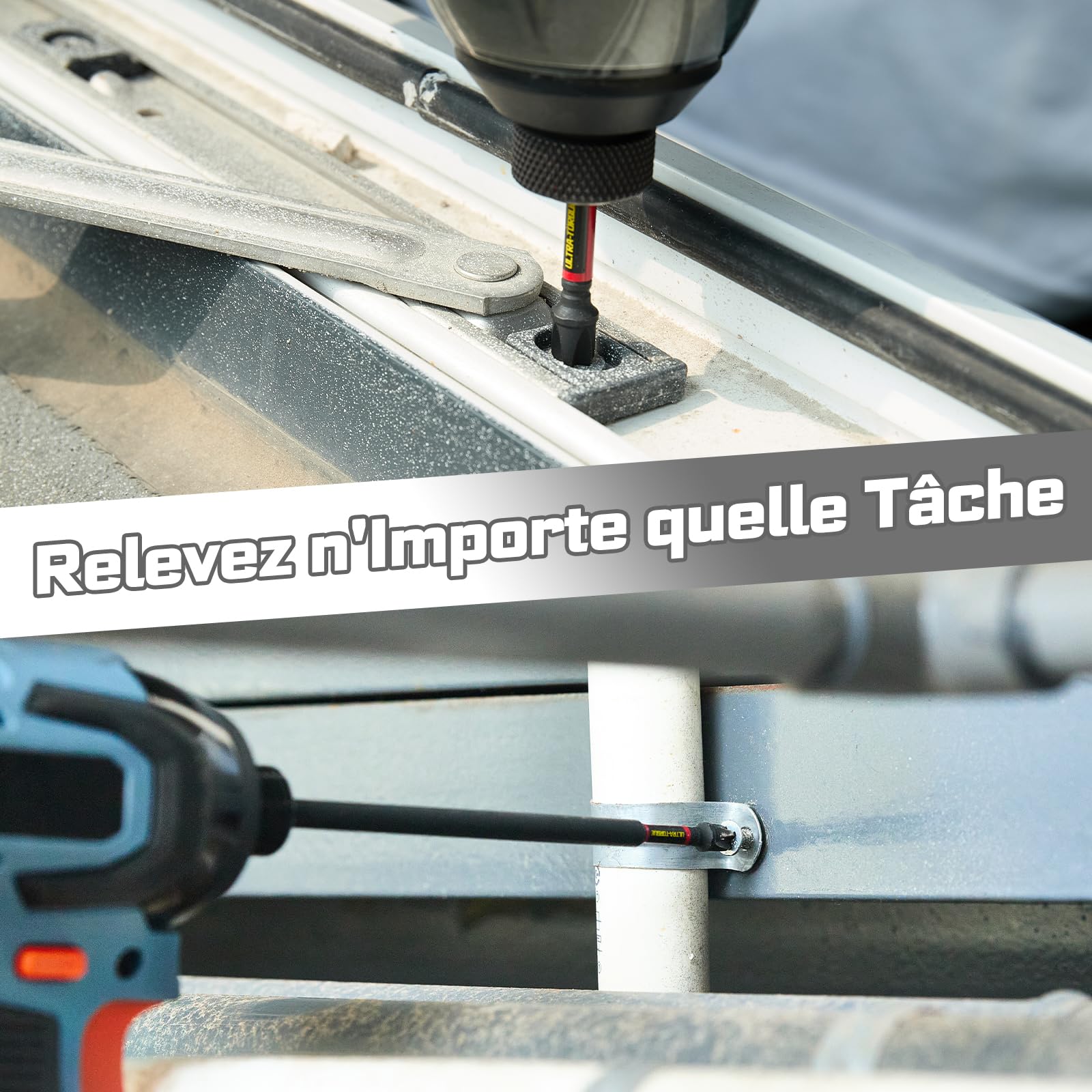 GEINXURN Set de 217 Embouts de Tournevis PH/PZ/Torx/Hex, Longueurs 25/50/75/150 mm, Tige Hexagonale 1/4", Acier Allié S2, Avec Porte-Embout Magnétique 60 mm et Anneau Magnétique