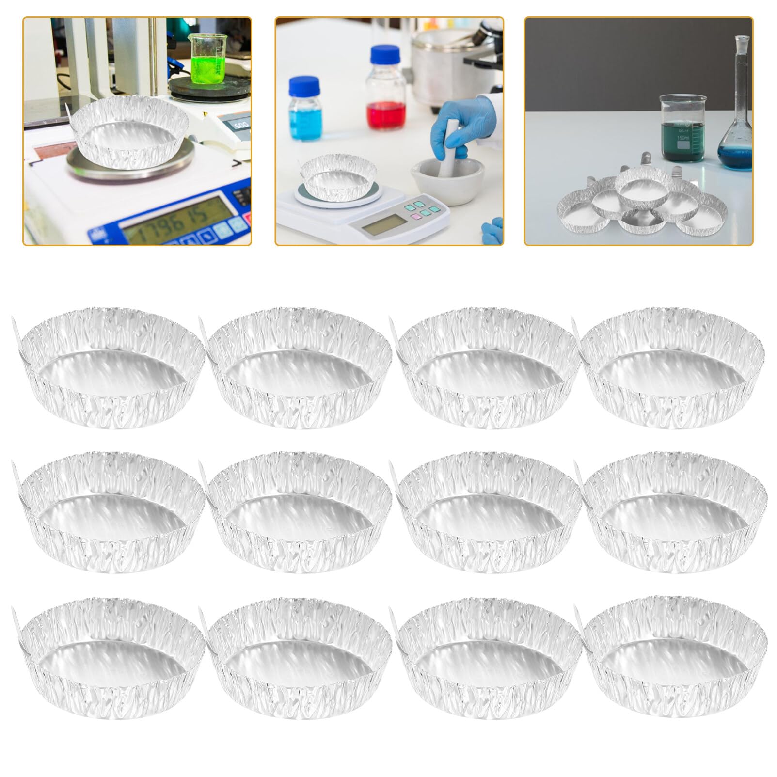 SOLUSTRE 100 Pezzi Piatto per pesare in foglio di alluminio Vaschette di pesatura in alluminio Vaschette di pesatura per laboratorio campioni vassoio piatto di pesatura piatti di pesatura