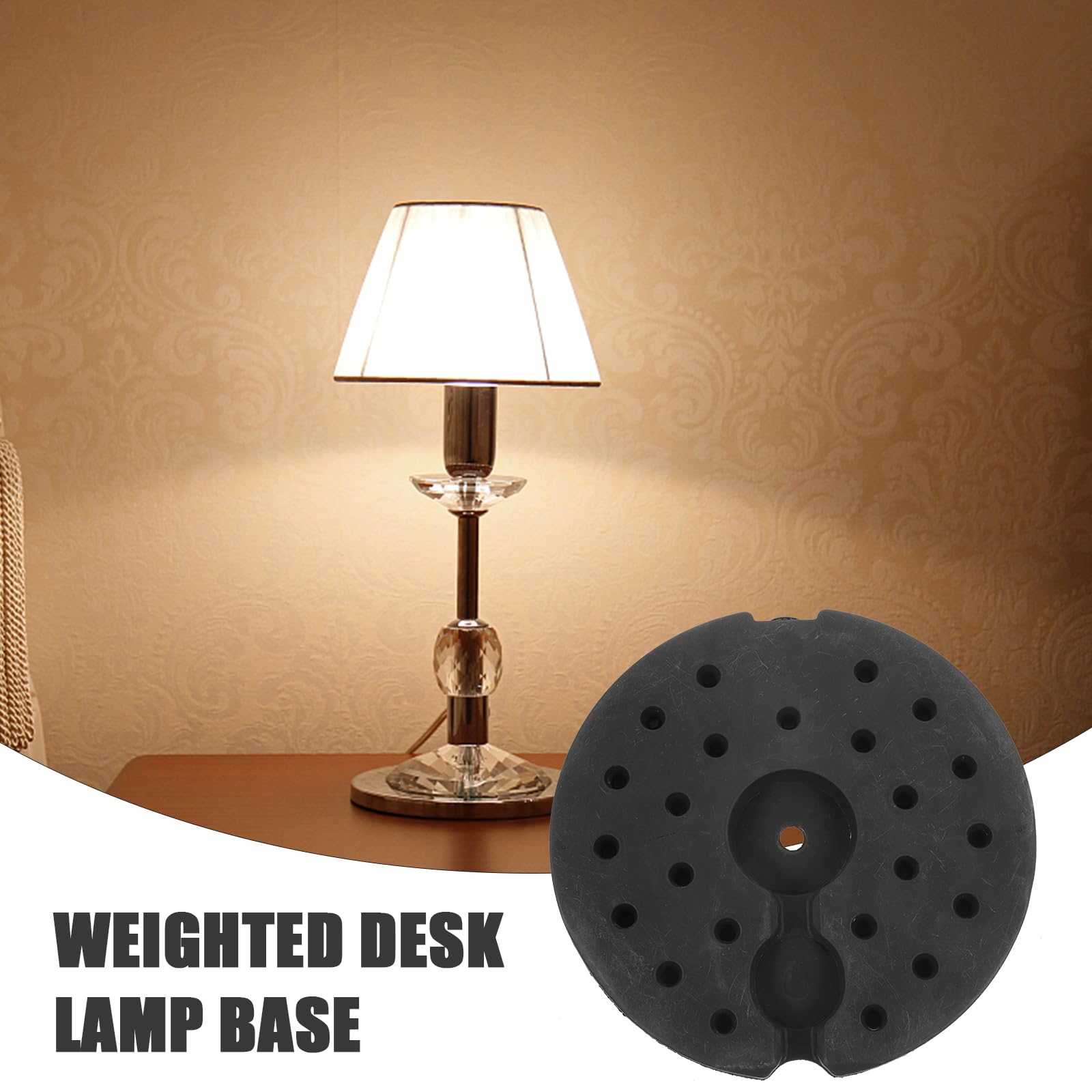 Pied de Lampadaire Rond en Plastique Noir, Base Lestée Stable