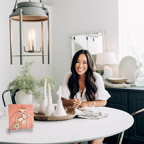 Miniatura 4 de Iron Rustic White Bird & Rose Farmhouse - Servilletero con dispensador independiente de pañuelos