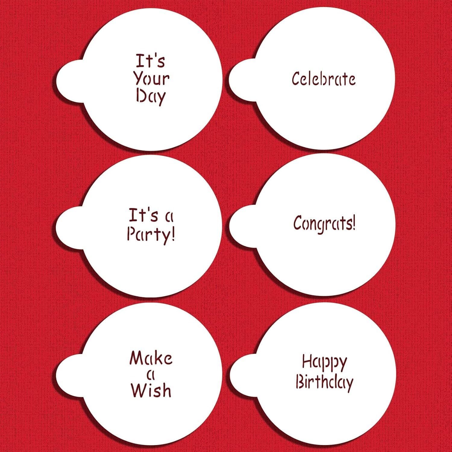 Designer Stencils It's a Party Cookie Stencil Set, (HAPPY BIRTHDAY - CONGRATS - IT'S A PARTY - MAKE A WISH - CELEBRATE), Beige/semi-transparent