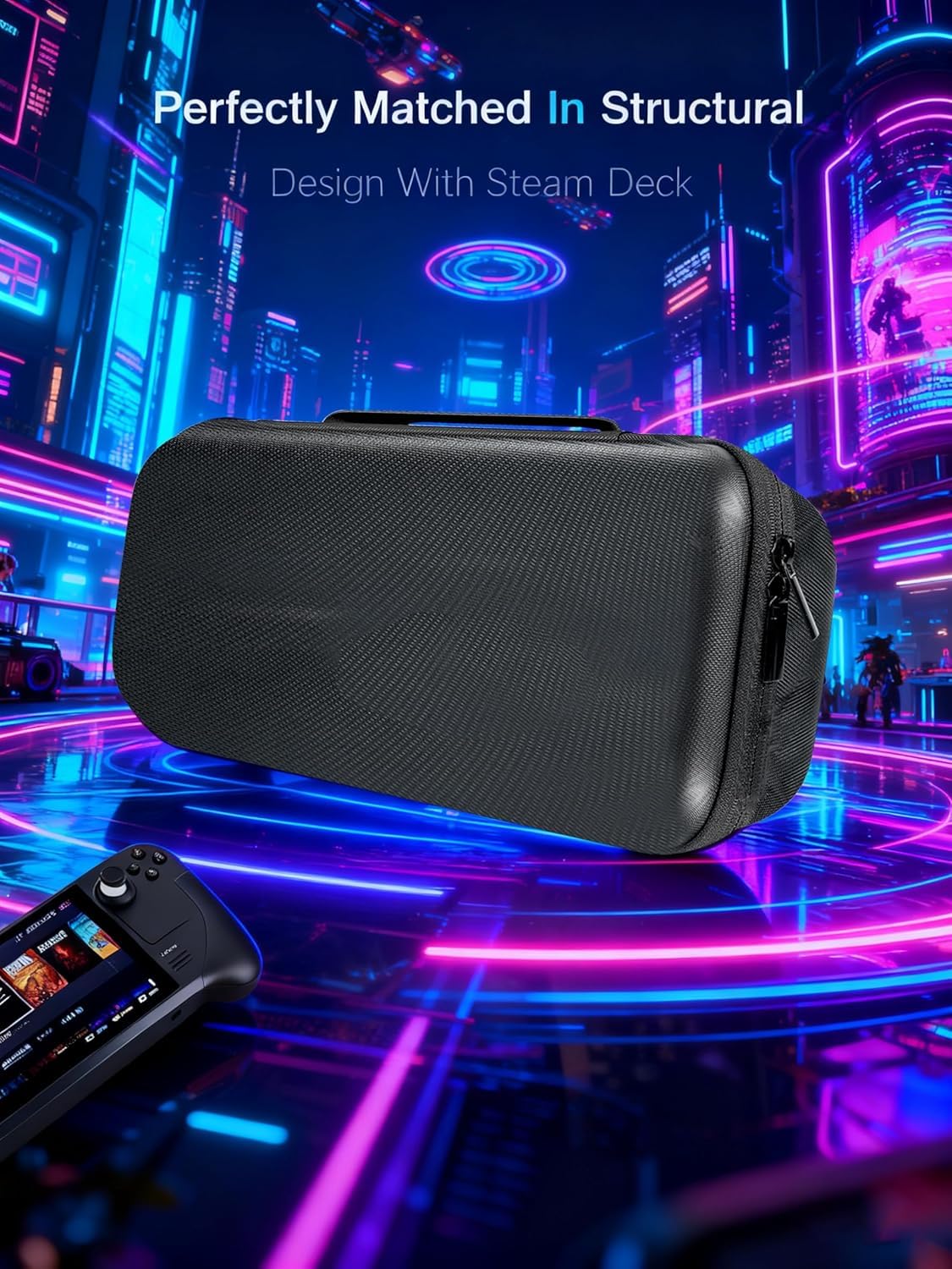 MeloSync Carrying Case Compatible with Steam Deck/Steam Deck OLED, Protective Hard Shell Travel Case for Steam Deck Console & Accessories - Image 5