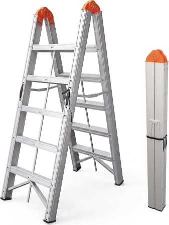 Amazon.com: APARECIUM Aluminum Ladder, Foldable Twin Front A Frame