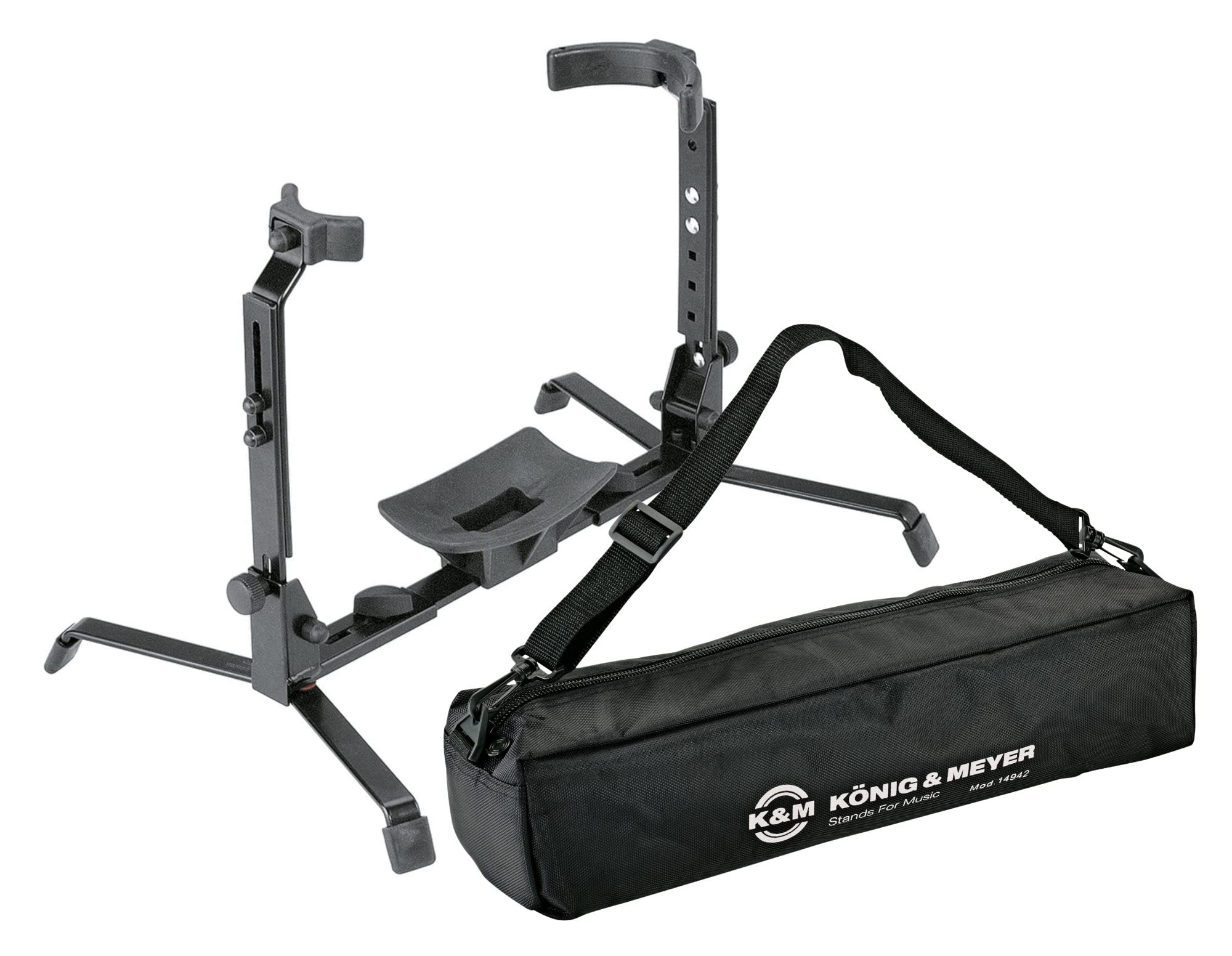 K&M 14941 Bariton-/Tenorhornständer Set (inkl. passender 14942 Tasche) Schwarz