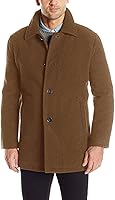 Cole Haan Men's Button-Up Wool Plush Car Coat - 100% Wool, Faux Sherpa Lined Warmth for Fall Winter