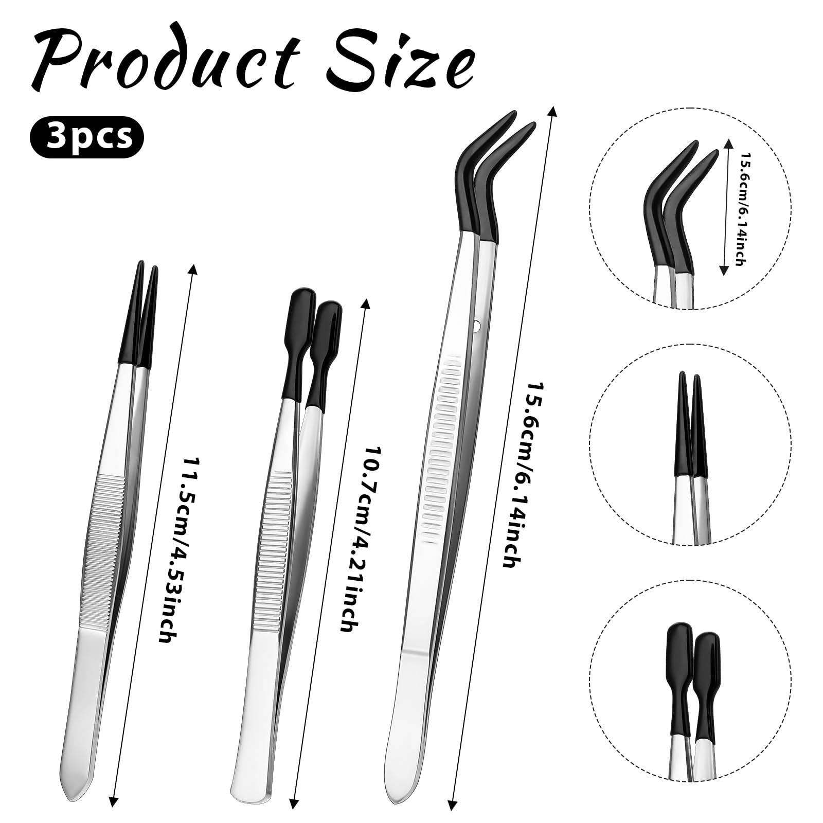 6 Pcs Of Rubber Tip Tweezers PVC Silicone Precision Tweezers Black I361665361 - View #9