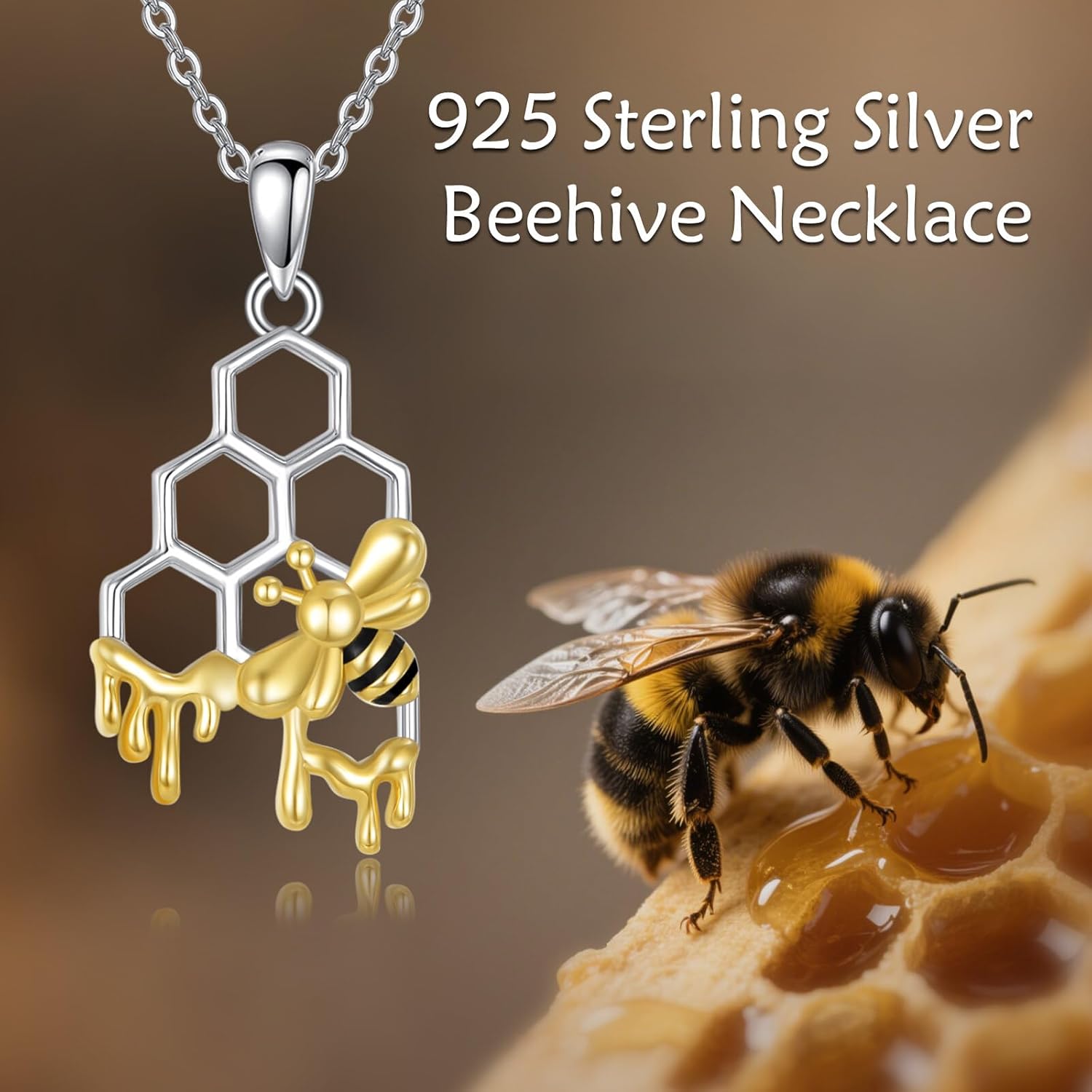 Bee/Sunflower Necklace S925 Sterling Silver Heart Necklaces for Women - Image 2