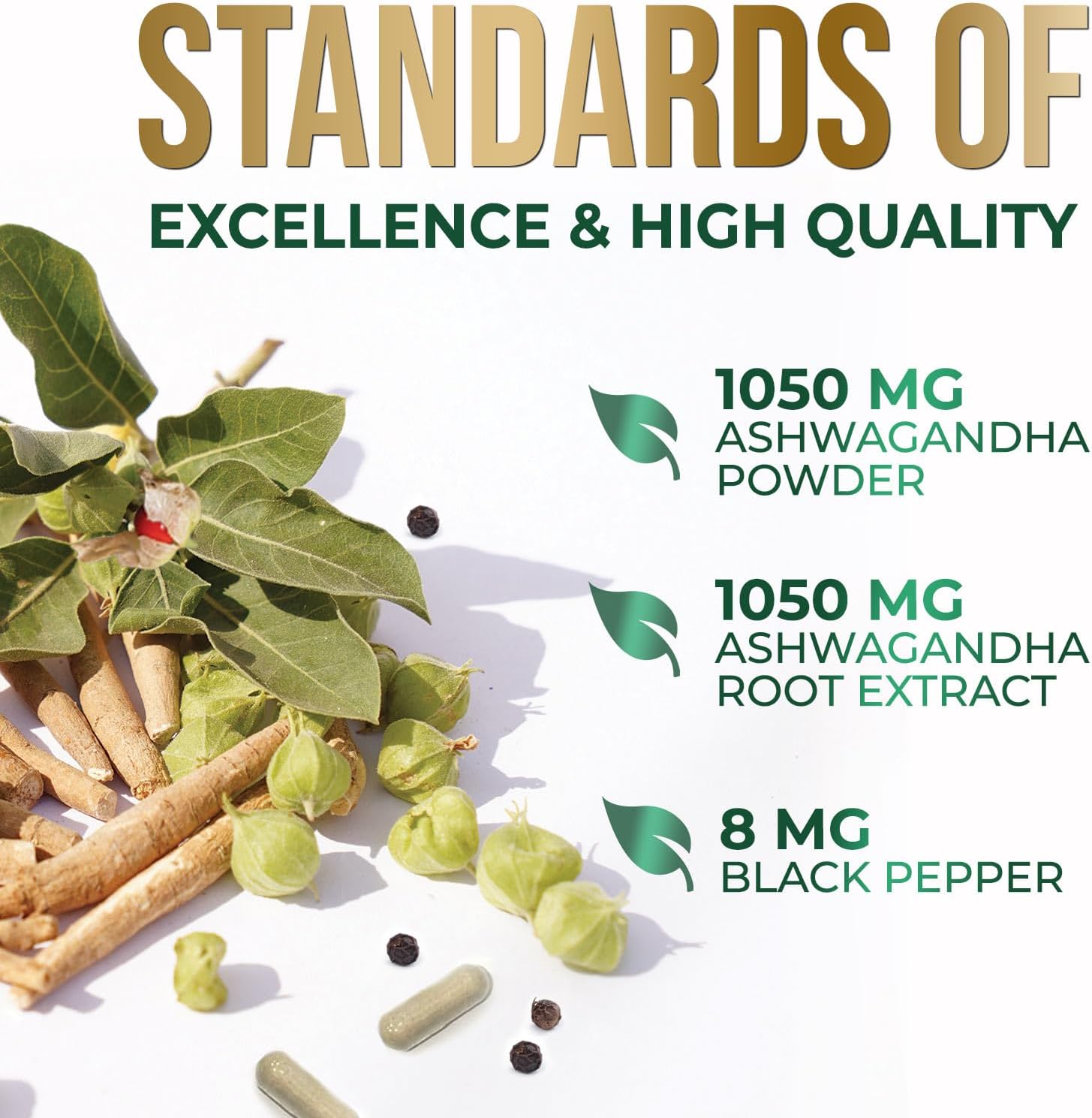 Ashwagandha Supplements - 2100mg Ashwagandha Capsule for Women & Men, Natural Antioxidant Support, Ashwa Root Extract, Extra Strength Calm Support with Black Pepper, Vegan & Gluten Free - 180 Capsules - Image 7