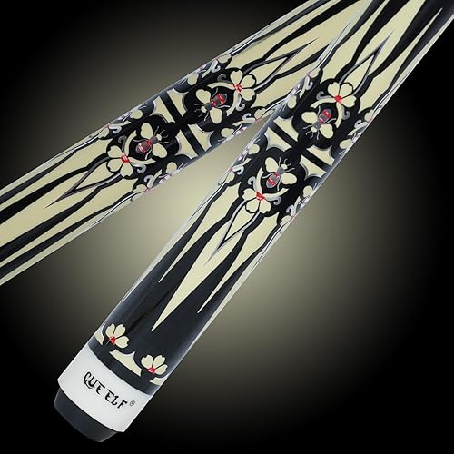 Miniatura 2 de CUEELF Taco de billar con eje de desviación baja con estuche rígido de 1 x 1, palos de billar profesionales con punta de 0.512 in, palo de piscina