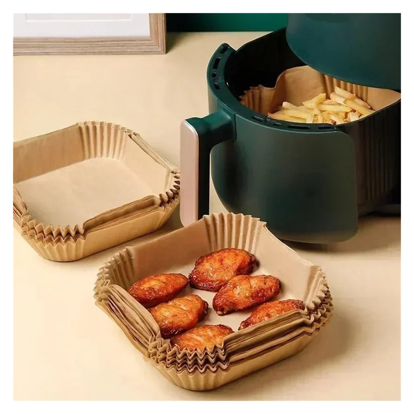 Generico Carta da forno antiaderente for friggitrice Fodere rotonde for Accessori cucina(Round-200pcs)