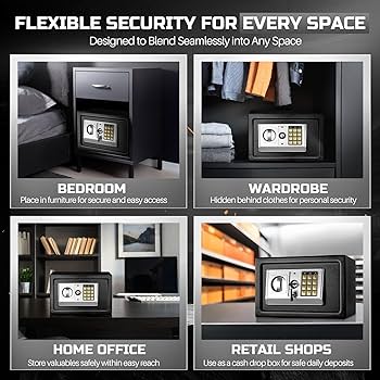 6.6L Safe Box, 23x17x17 CM Lock Box For Valuables, Small Safe Box For