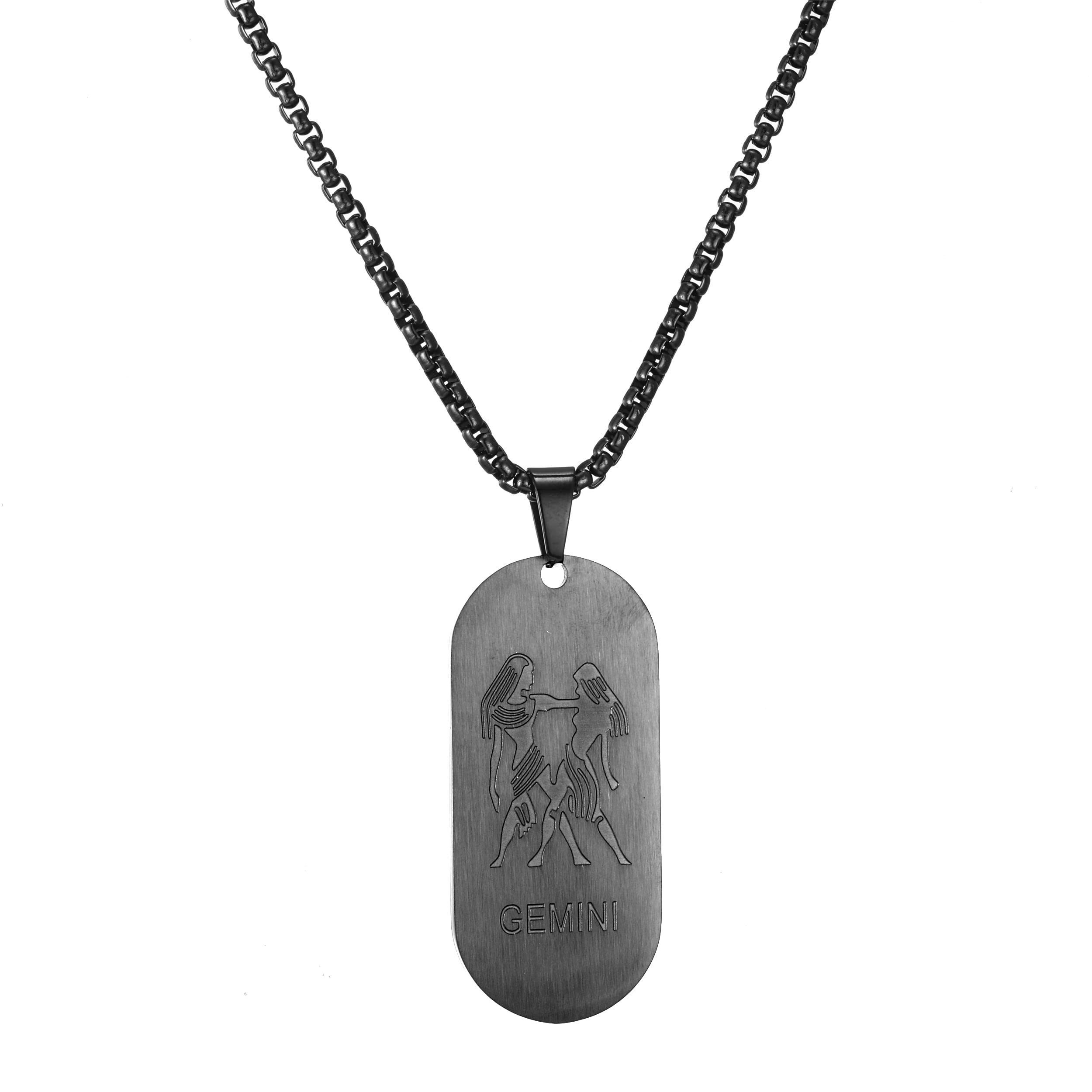 AFSTALR Gold/Silber/Schwarz Kette 12 Sternbilder Halskette Herren Tierkreis Kette Dog Tag Anhänger Konstellation Kette