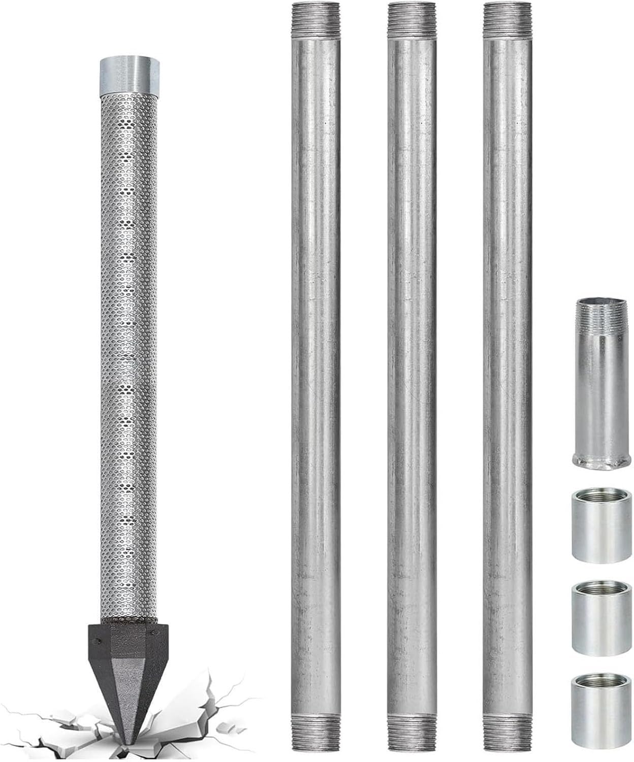 Kit Punta Sabbia per Pozzo Artesiano, Punta infiltrante Industriale 1-1/4" Acciaio Inox & Mesh 60 in Acciaio Galvanizzato, Attacco Antisabbia Perforazione Acqua, 4M Kit, 4M Kit