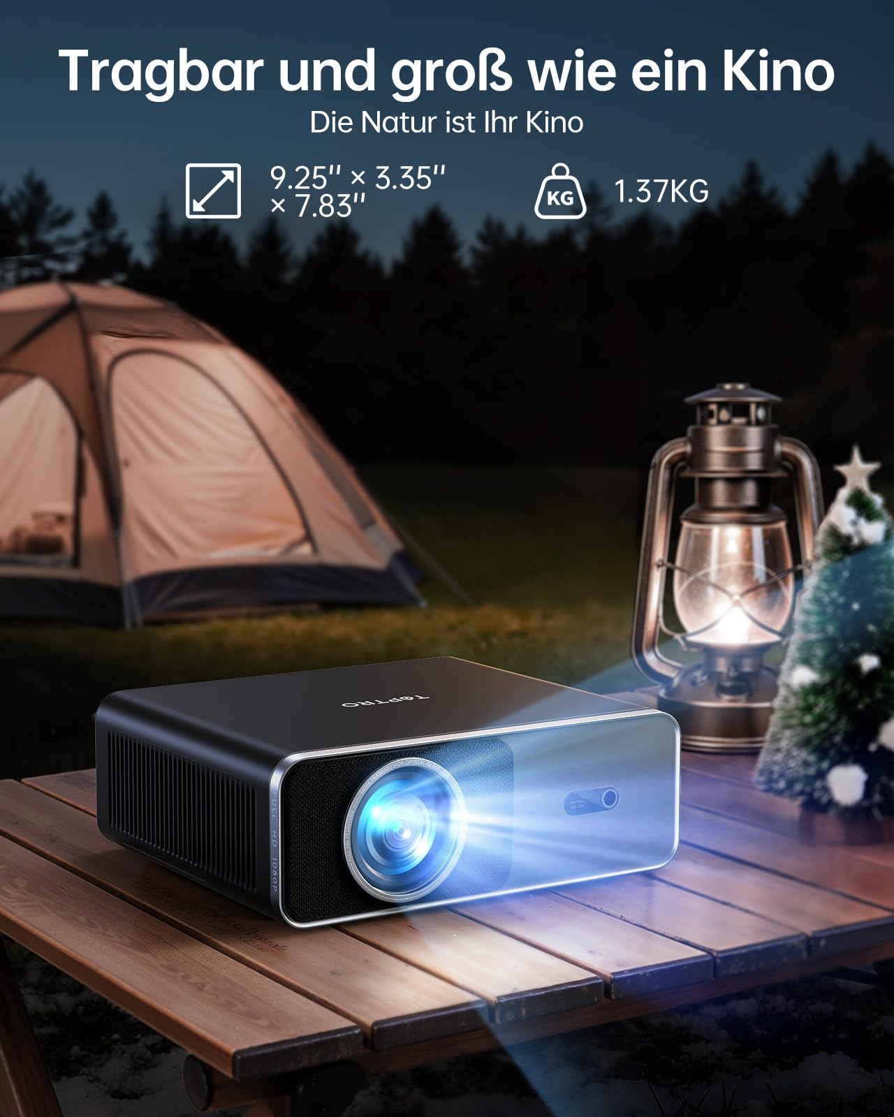 TOPTRO Smart Beamer Kompatibel mit Netflix, 20W Dolby Audio, 1200ANSI | Autofokus/6D Trapezkorrektur, Beamer 4K Heimkino Unterstützt, FHD1080P HDR10 WiFi 6/2-Wege-Bluetooth, geräuscharmer Projektor