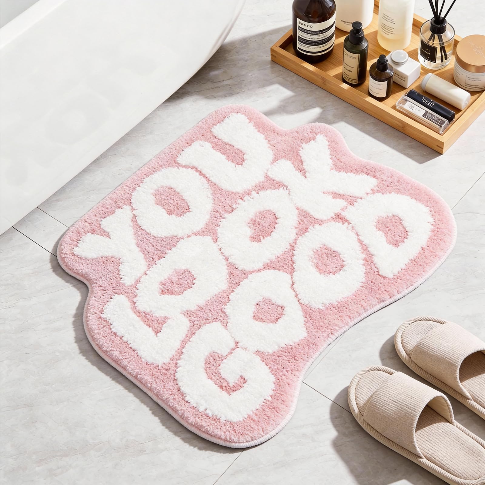 You Look Good Bathroom Rugs, Funny Bath Mat with Cute Words, Cool Welcome Door Mat, Non Slip Microfiber Washable Absorbent Shower Mat, Indoor Rugs for