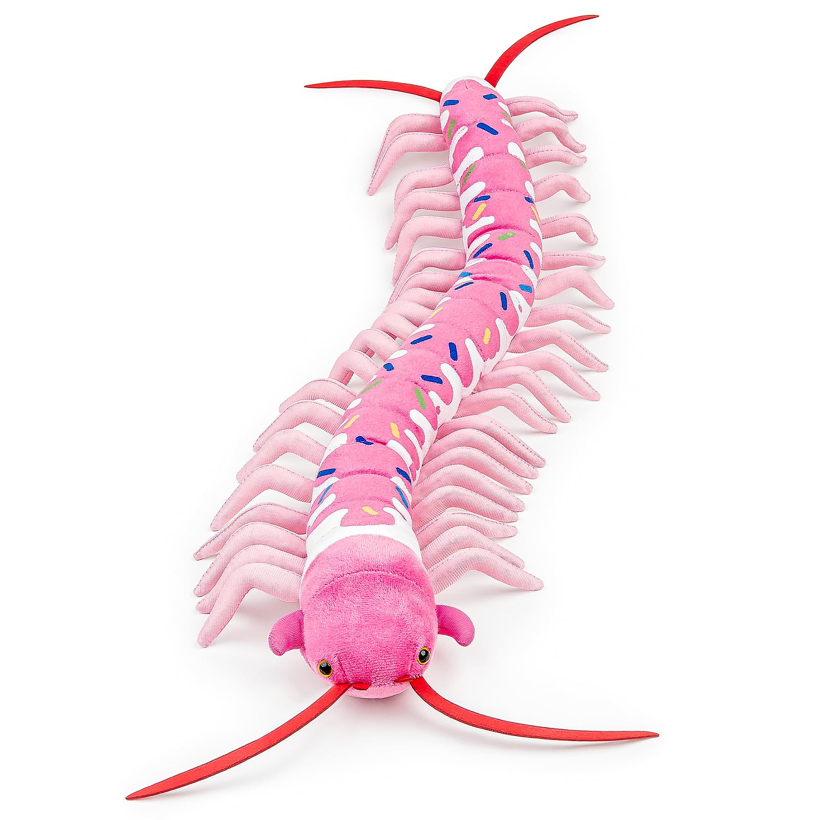 Wonder Sprout 60cm Colorful Centipede Plush Toy Soft Giant Centipede Stuffed Animal Soft Pillow Cuddly Novelty Cushion Long Bug Insect Plushie for Kids Boys Girls Adults Birthday Gift Home Decor Pink