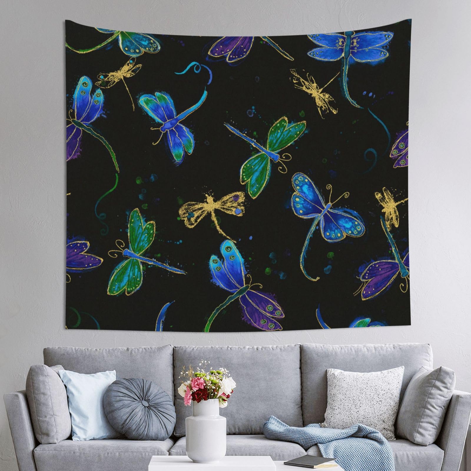 WKSGDSG Decoration Tapestry Wall Hanging For Bedroom, Dragonfly, 152x130cm Dorm Decor, Lightweight Easy Hang Wall Art For Living Room, Aesthetic Tapestries For Outdoor, Ceiling, Doorway, Camping