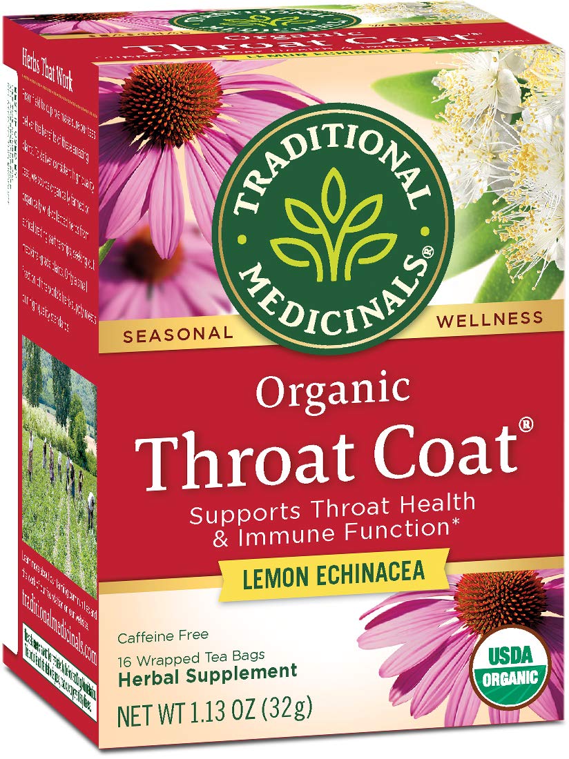 Amazon.com : Traditional Medicinals Organic Throat Coat Lemon Echinacea Seasonal Tea, 16 Tea Bags (Pack of 6) : Everything Else