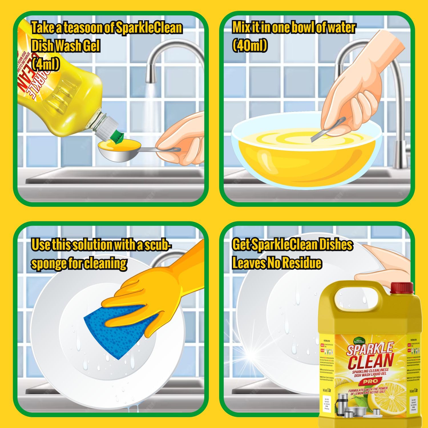 Parle Ropvatika SparkleClean Dishwash Liquid Gel Lemon 5 Liter can With Lemon Fragrance, Leaves No Residue, Grease Cleaner For All Utensils (Lemon: 5 Liter)