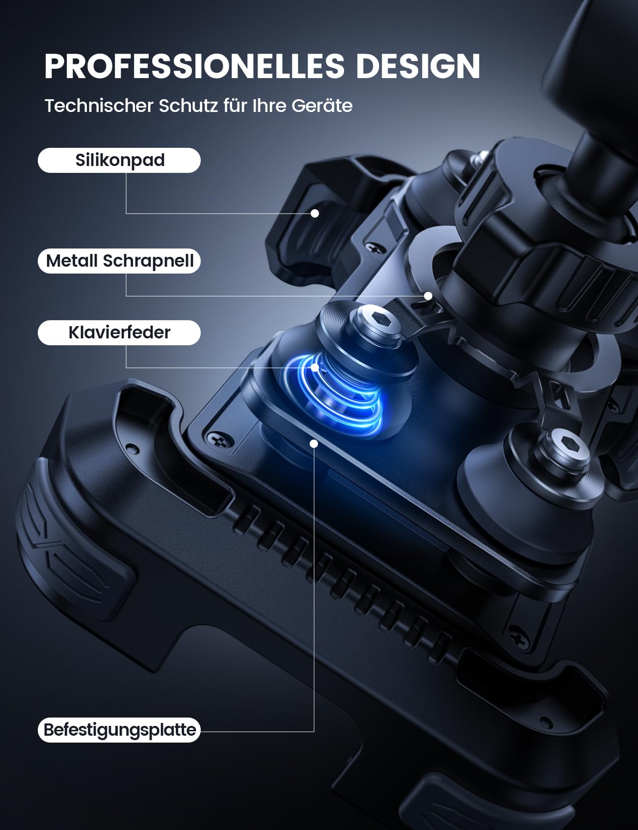 Lamicall Motorrad Handyhalterung, Handyhalter Fahrrad - [TOP Doppelt Vibrationsgedämpft] Handy Motorradhalterung, 360° Drehbare Lenker Halterung für iPhone 17 16 15 Pro Max Samsung 4,7-6,8" Smartphone
