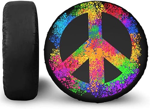 Miniatura 7 de Delerain Hippie Symbols - Fundas para neumáticos de repuesto, impermeables, a prueba de polvo, ajuste universal para remolques, RV, SUV, camiones y