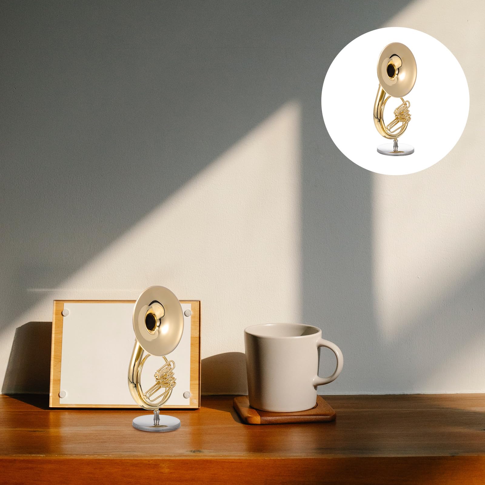 Mini Modèle Sousaphone Cuivre avec Support et Boîte Instrument de Musique de Bureau Décoration de Table et Élégante