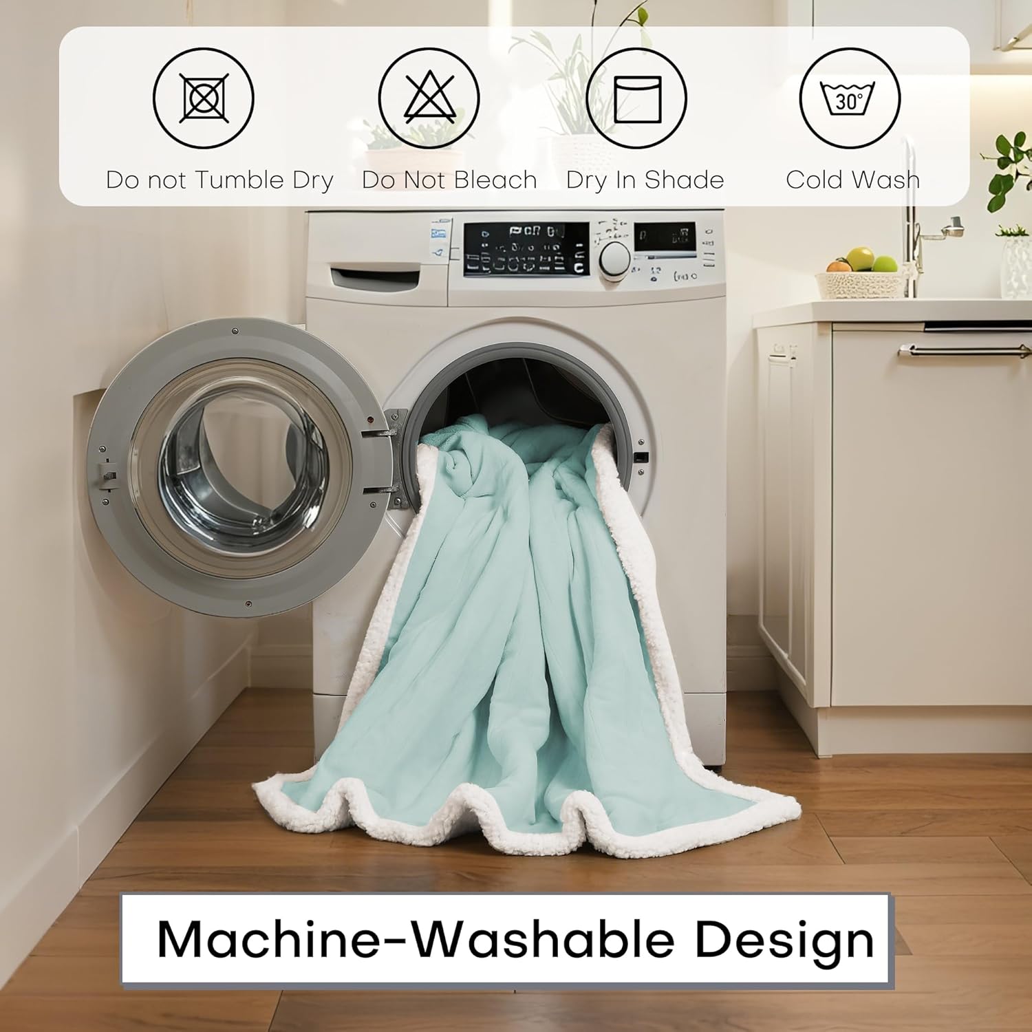 Electric Heated Blanket Full Size 72"x84" - Dual-Sided with Microplush & Sherpa Fabric, 4 Heat Settings & 10 Hours Auto Off, Machine Washable - Onsen Green - Image 4