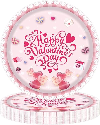 mdgfge Platos desechables de papel con forma de corazón rosa, vajilla decorativa para familia, boda, compromiso, día de San Valentín, cumpleaños,