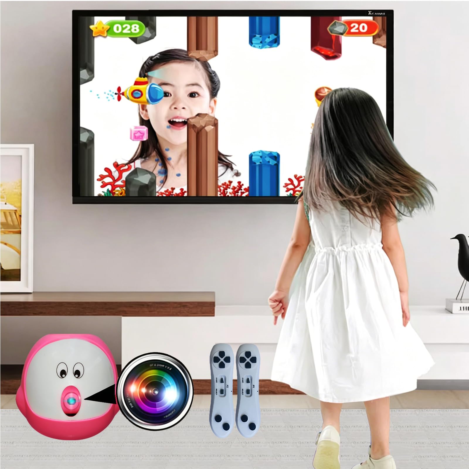 Console di gioco per bambini e adulti, sistema di videogiochi retrò con100+ giochi, 17 giochi AR per fotocamera,2 controller di gioco, regalo giocattolo per ragazzi e ragazze dai 3 anni in su