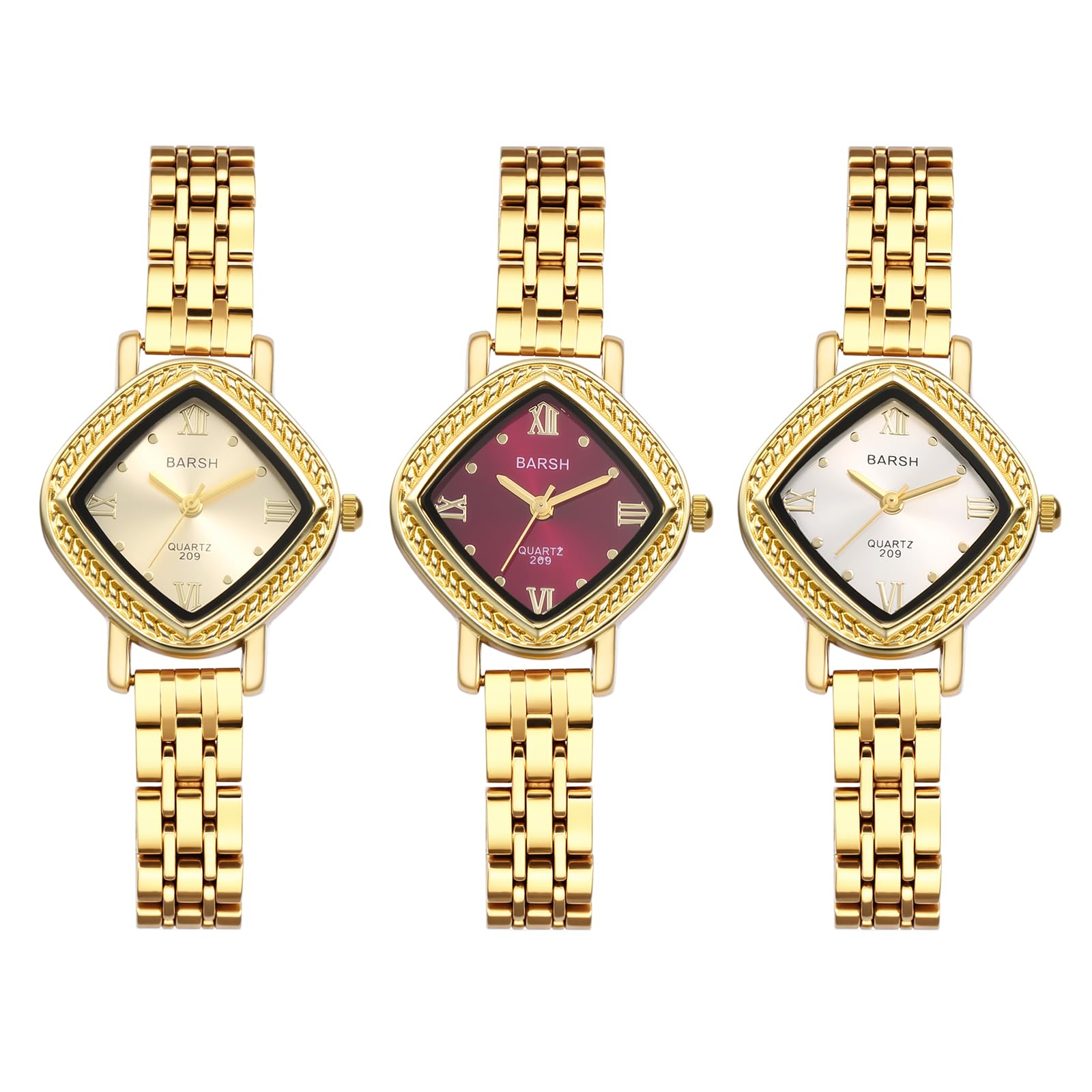 JewelryWe Reloj de pulsera gruesa para mujer: reloj de pulsera abierta de acero inoxidable en tono dorado, esfera analógica de cuarzo fácil de leer con números romanos con detalles de circonita cúbica