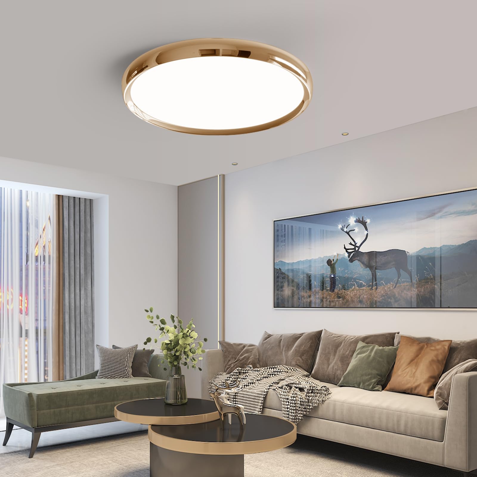 SHINELUX Led Ceiling Light, 3000K/4500K/6500K Dimmable Ceiling Light with Remote Control, 28W 2800LM Modern Flush Ceiling Light for Bathroom, Kitchen, Bedroom — image 1