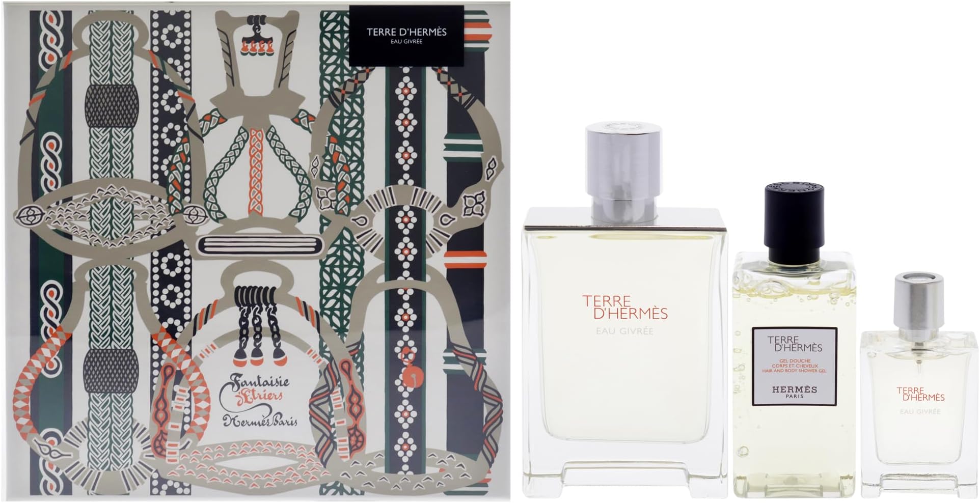 Terre DHermes Eau Givree by Hermes for Men - 3 Pc Gift Set 3.3oz EDP Spray, 0.41oz EDP Spray, 2.7oz Shower Gel