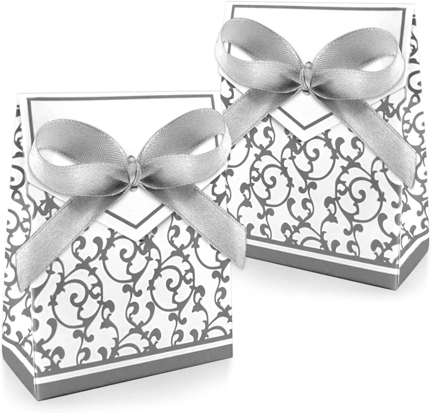 100pcs Silver Wedding Candy Box Gift Box with Gold Square Pattern and Silver Square Pattern